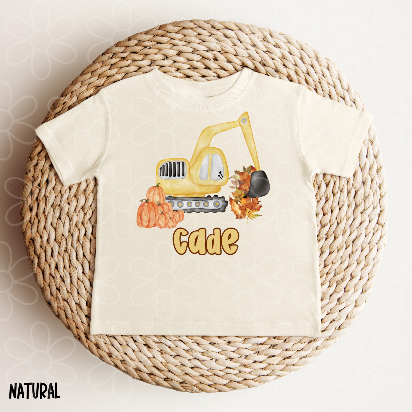 Fall Bulldozer Custom Name Completed Tee