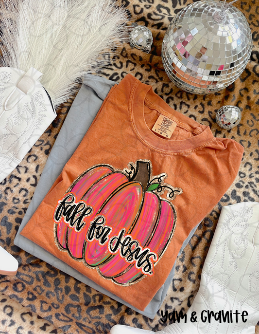 Fall For Jesus Pink Pumpkin DTF Transfer