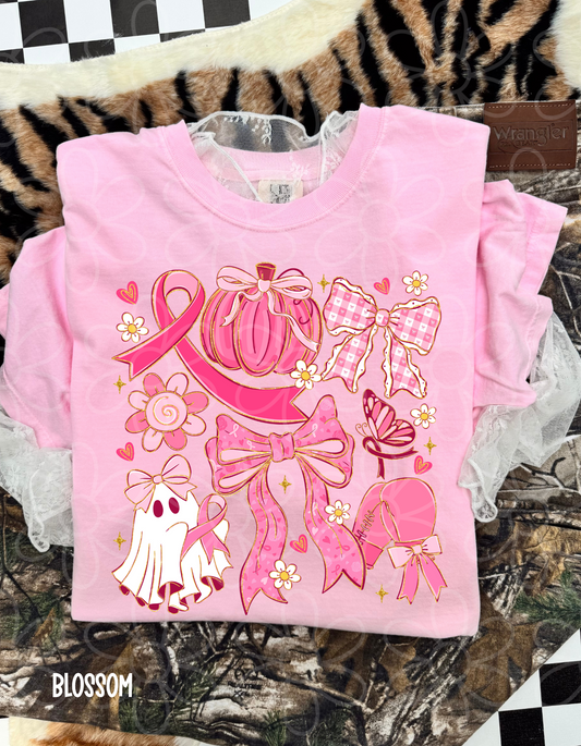 Fall Halloween Breast Cancer Awareness Completed Tee