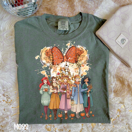 Fall Princesses Bow Kids Completed Tee