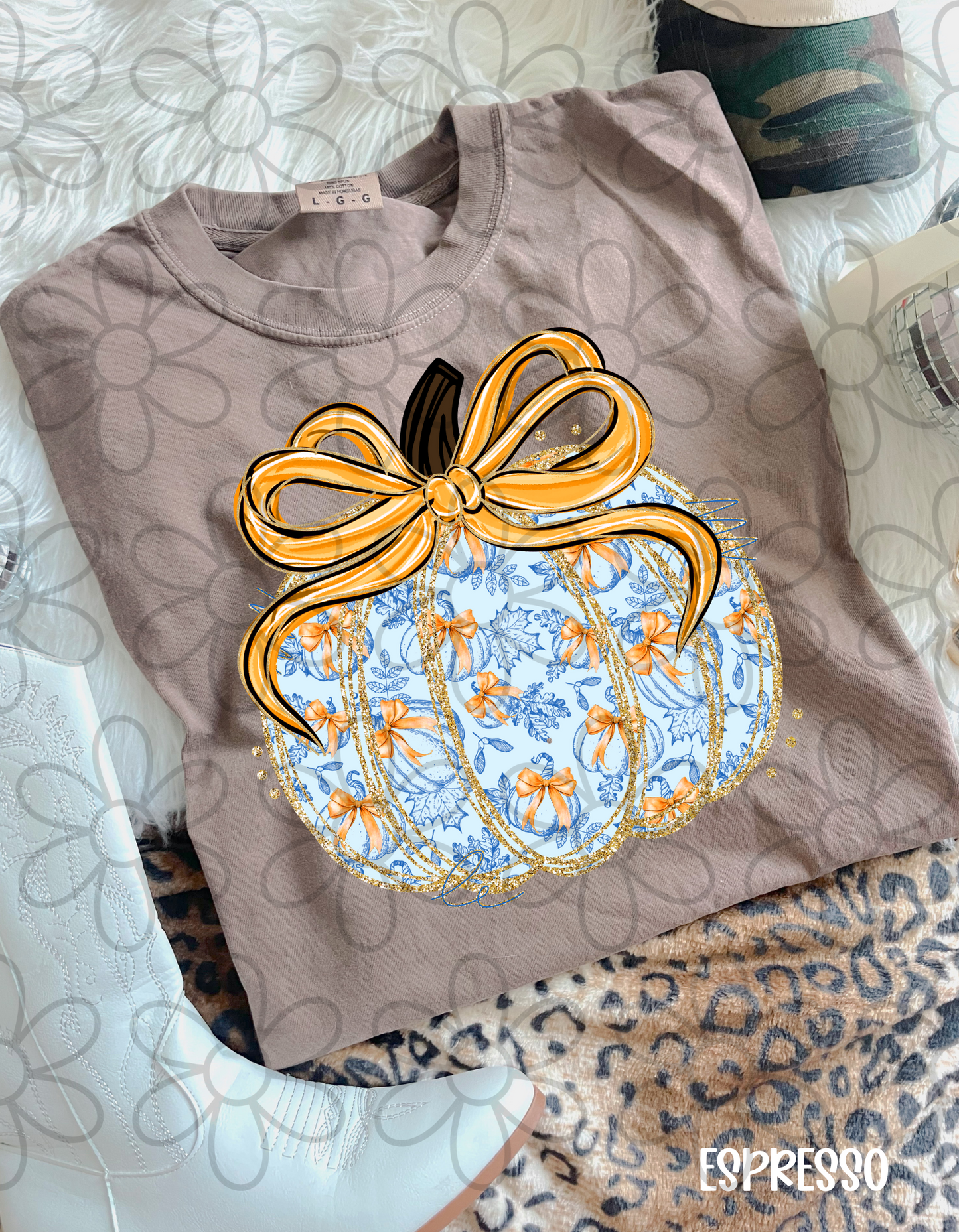 Fall Pumpkin Orange Bows Kids Completed Tee