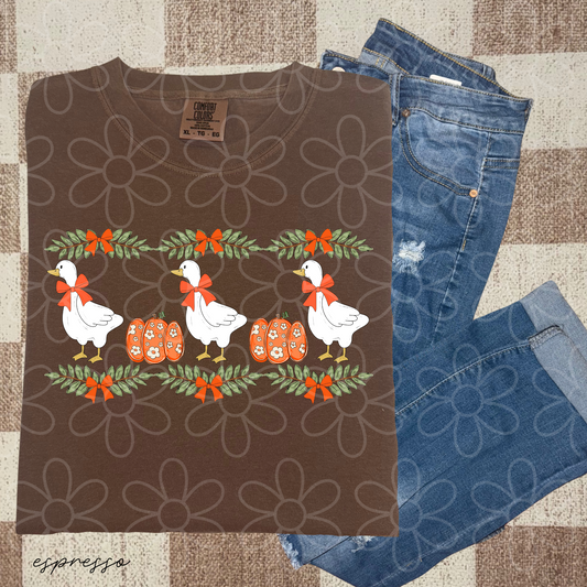 Fall Pumpkins Geese Completed Tee