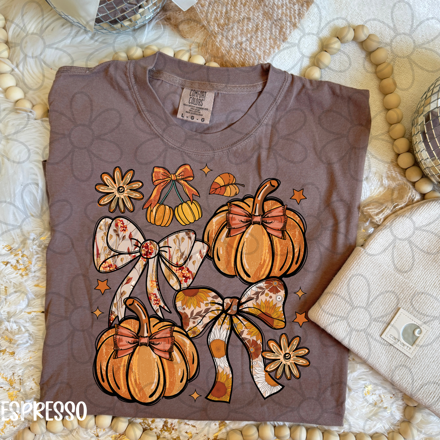 Fall Pumpkins & Bows Kids Completed Tee