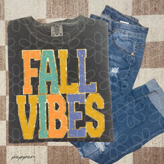Fall Vibes Gold Varsity Kids Completed Tee