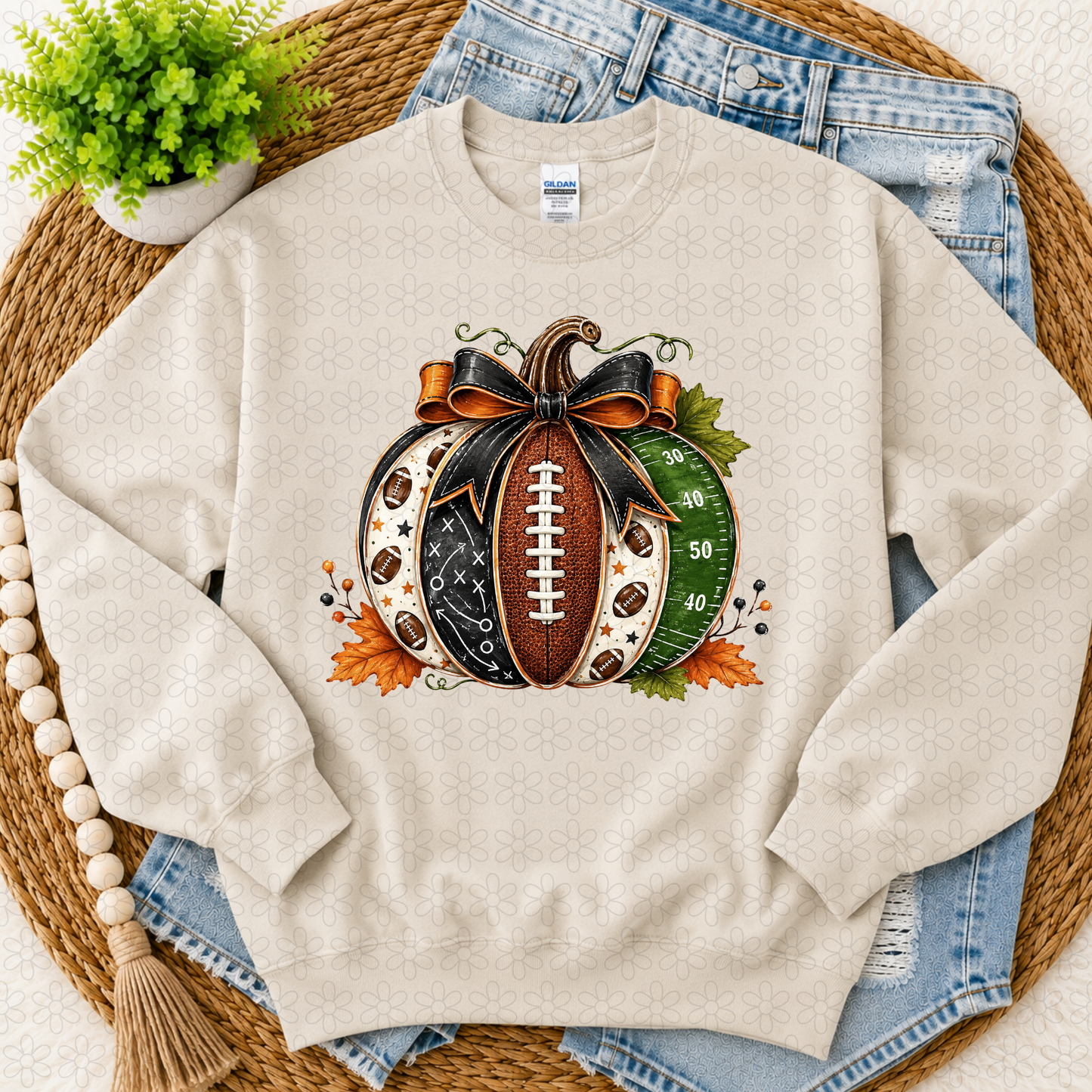 Fall Football Pumpkin Completed Tee