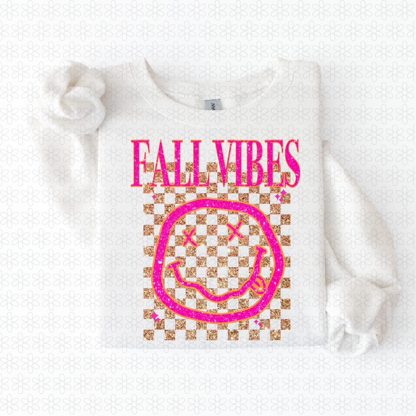 Fall Vibes Pink Checkered DTF Transfer