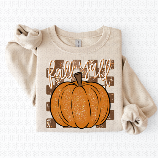 Fall Yall Brown Checkered DTF Transfer