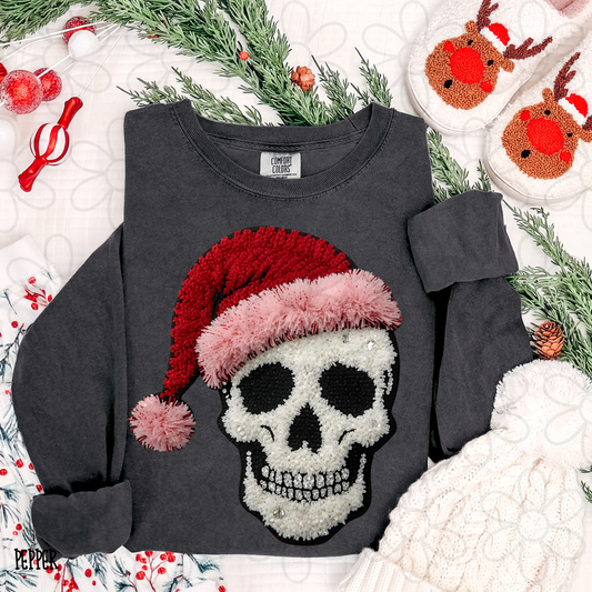 Faux Christmas Skull Completed Tee