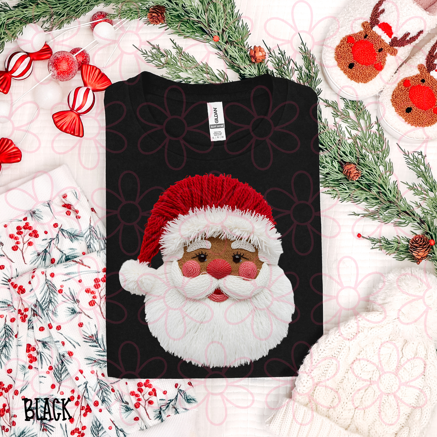 Faux Dark Santa Claus Red Hat Completed Tee