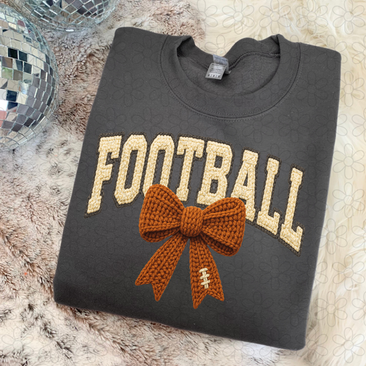Faux Football Bow Kids Completed Tee
