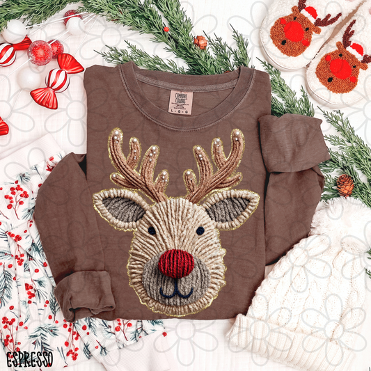 Faux Gold Reindeer Kids Completed Tee