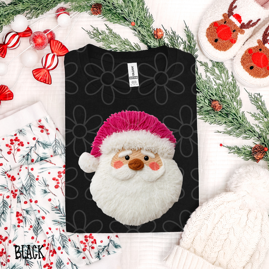 Faux Light Santa Pink Hat Kids Completed Tee