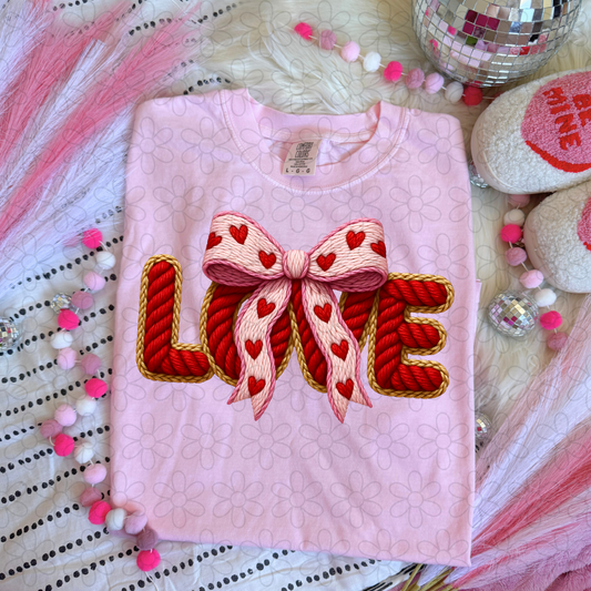 Faux Love Bow Hearts DTF Transfer