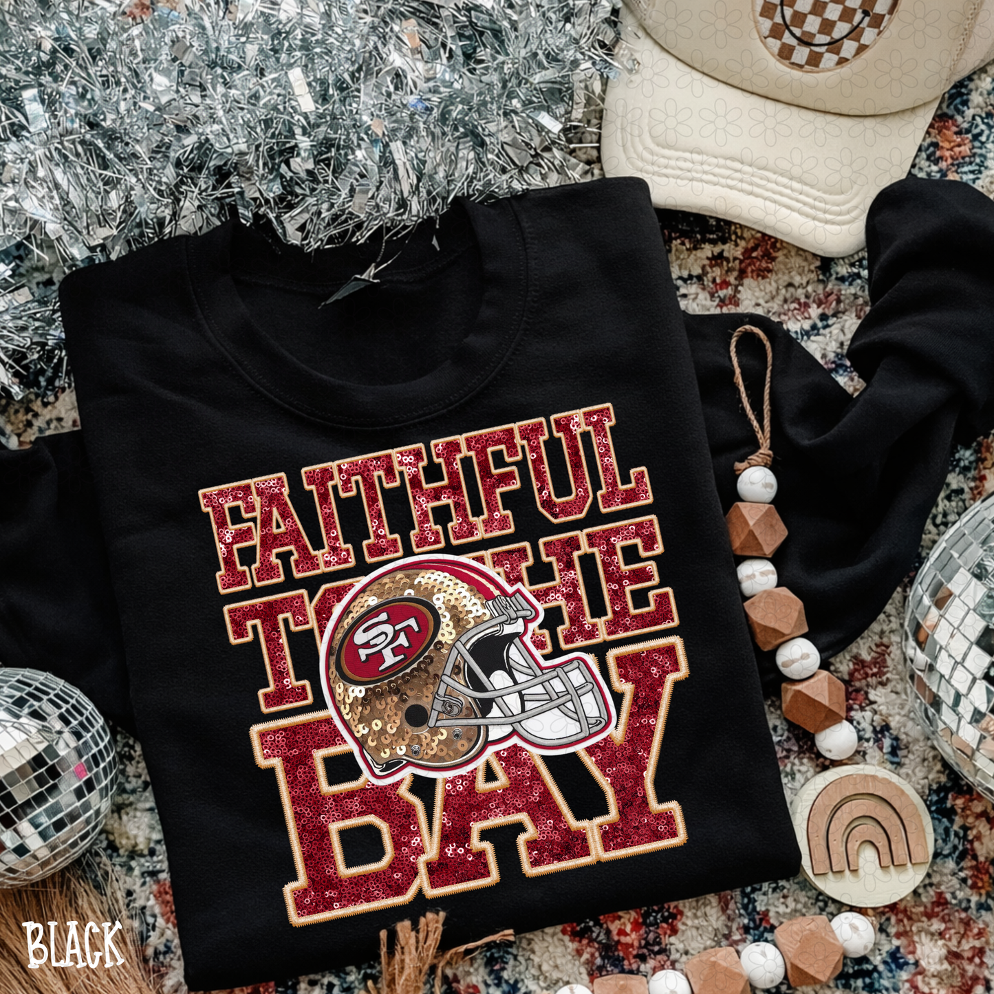 Faux Sequins Football Teams (Multiple Options) Completed Tee