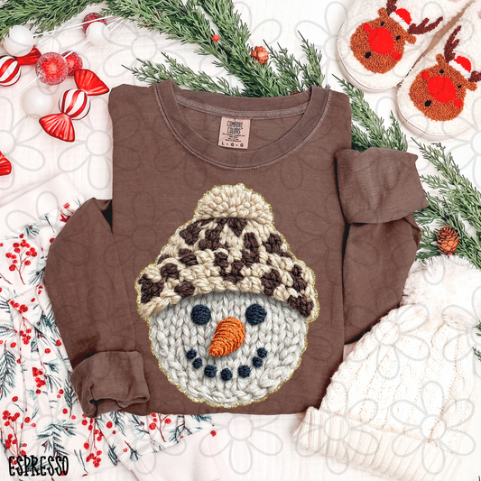 Faux Snowman Leopard Hat Completed Tee