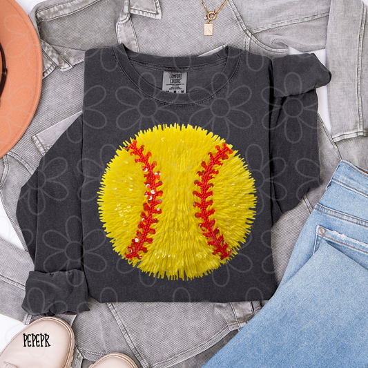 Faux Softball Kids Completed Tee