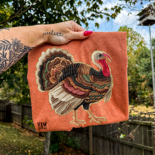 Faux Stitched Fall Turkey DTF Transfer