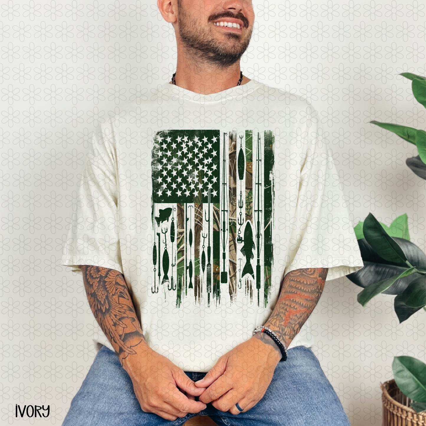 Fishing Lure Flag Completed Tee