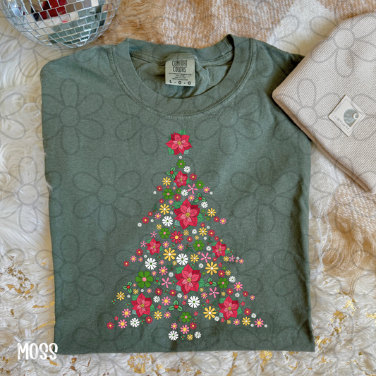 Floral Christmas Tree DTF Transfer