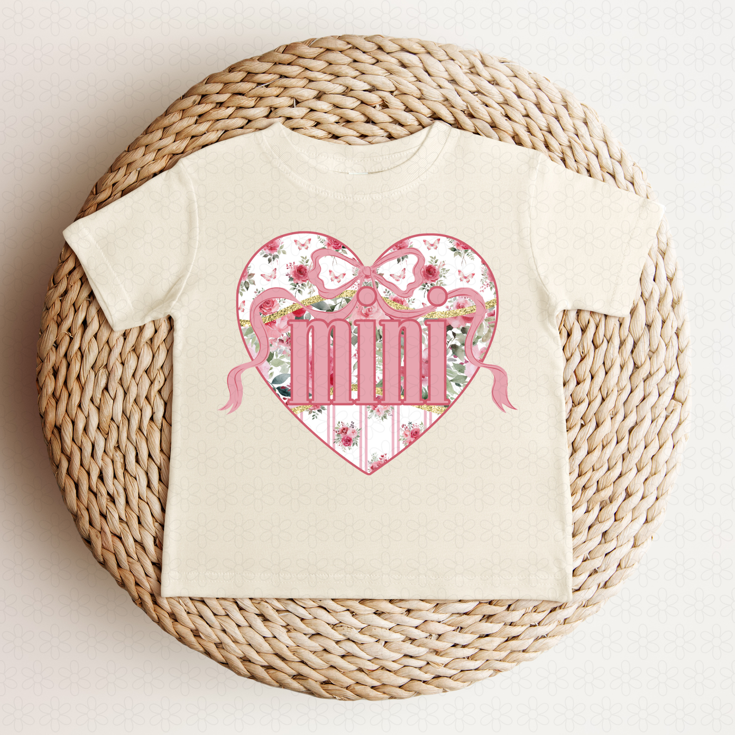 Floral Heart Bow Mini DTF Transfer