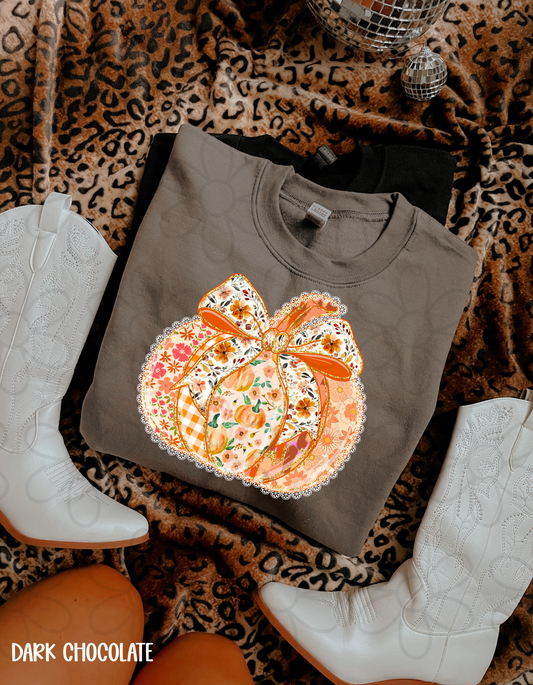 Floral Lace Pumpkin DTF Transfer
