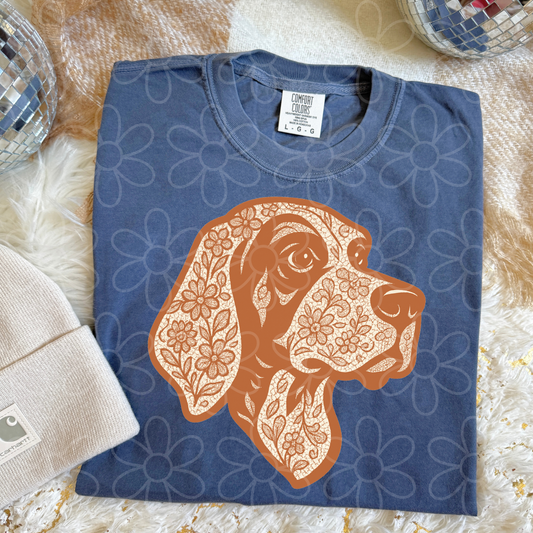 Floral Orange Tennessee Dog DTF Transfer