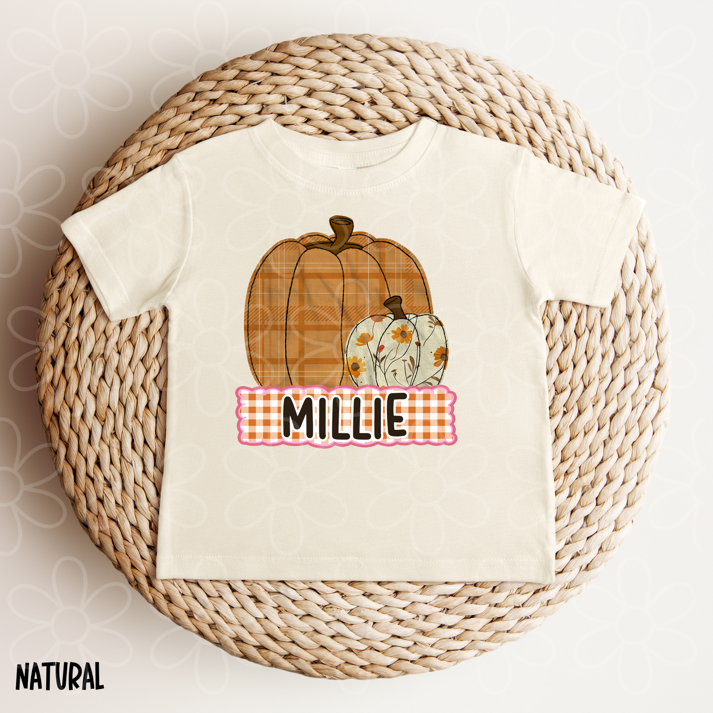 Floral Pumpkin Custom Name DTF Transfer