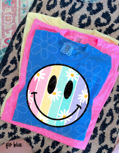 Floral Stripes Smiley Completed Tee