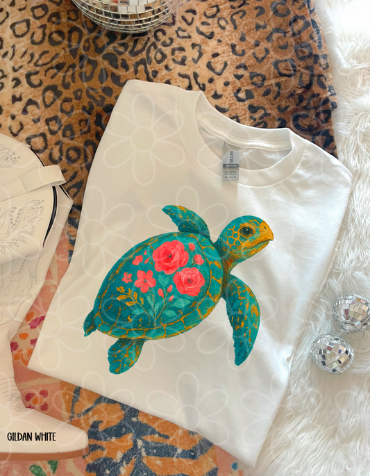 Floral Turtle Kids Completed Tee