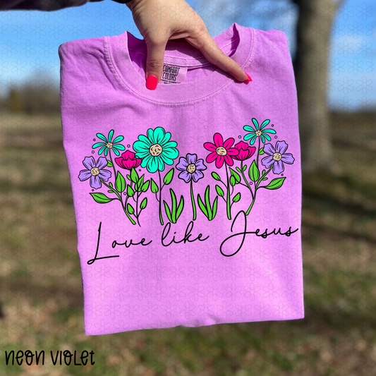 Floral Love Like Jesus Completed Tee