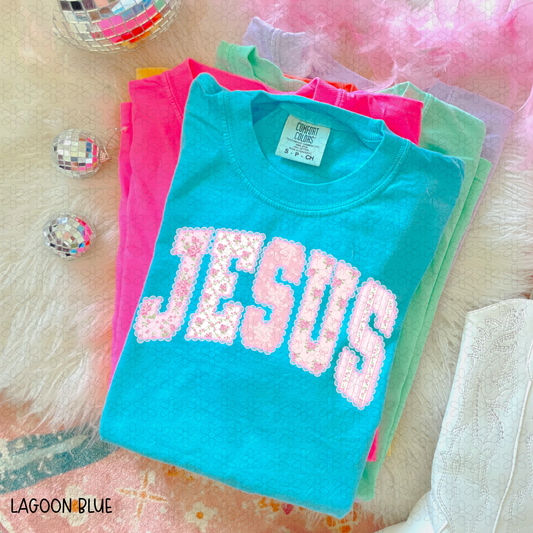 Floral Pink Jesus Completed Tee