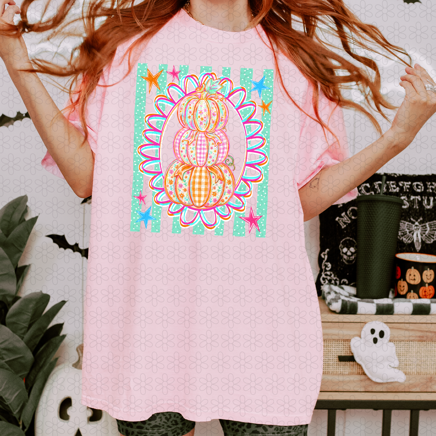 Floral Pumpkin Completed Tee