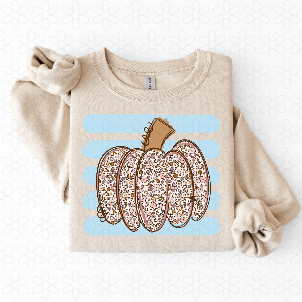 Floral Pumpkin - Blue Completed Tee