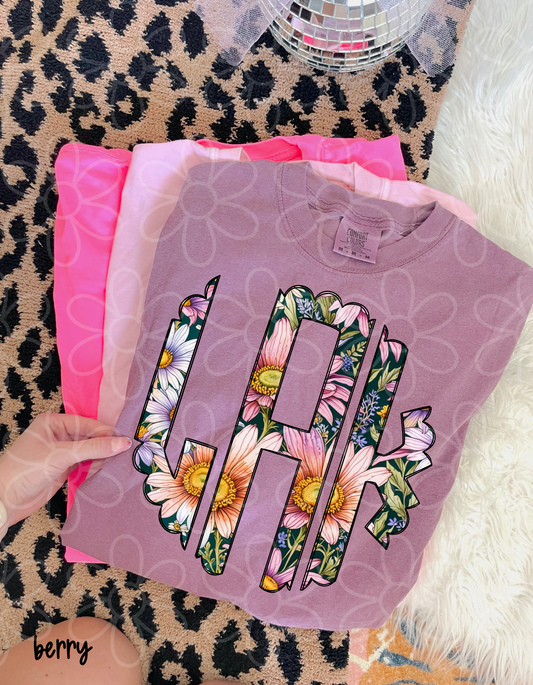 Flower Monogram DTF Transfer