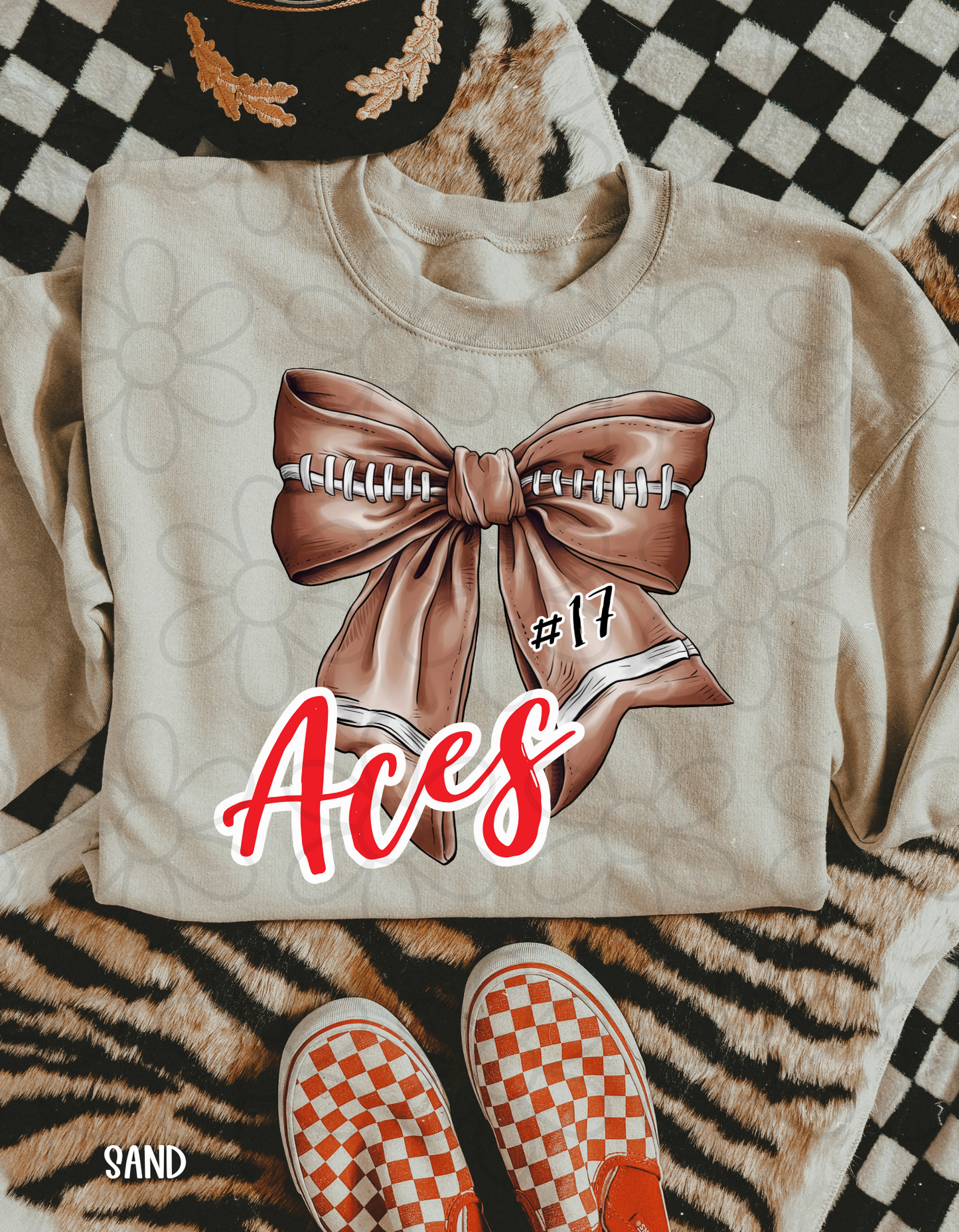 Football Bow Custom Name & Number DTF Transfer
