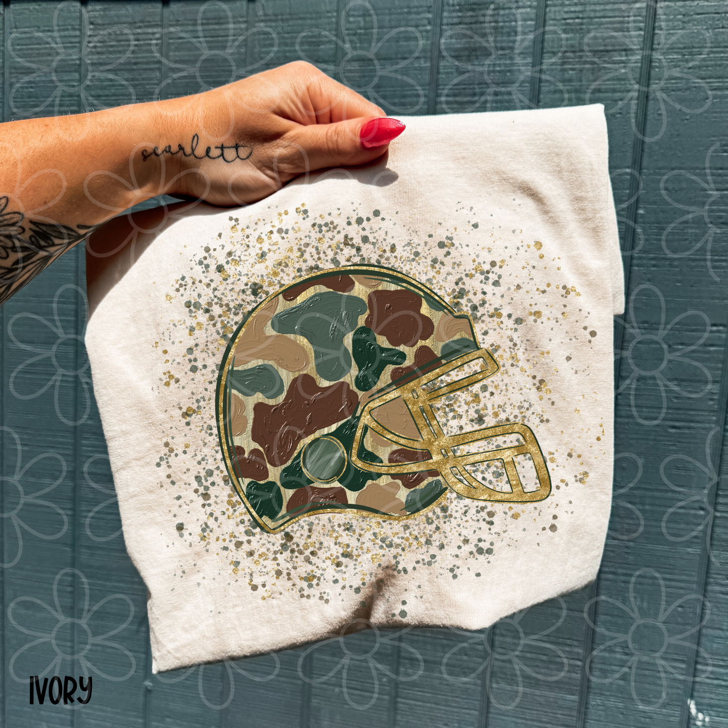 Football Helmet Camo Kids Completed Tee