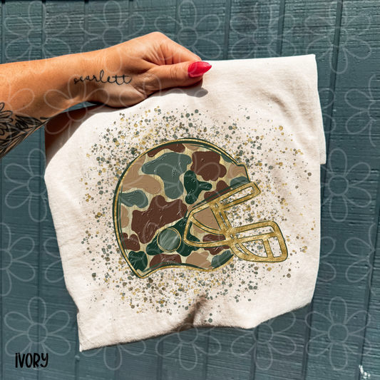 Football Helmet Camo Kids Completed Tee