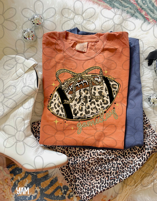 Football Leopard Game Day Kids Completed Tee
