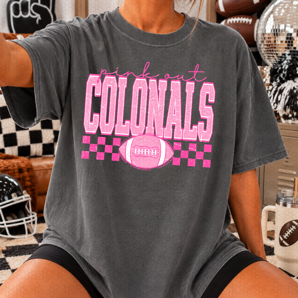 Football Pink Out Mascots- NO CUSTOMS Completed Tee
