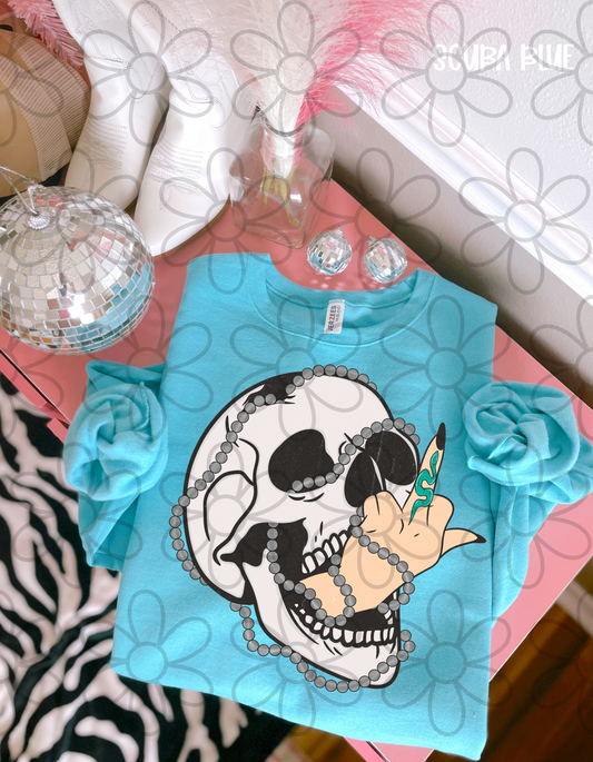 Middle Finger Skull DTF Transfer