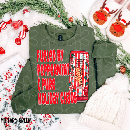 Fueled By Peppermint & Pure Holiday Chaos DTF Transfer