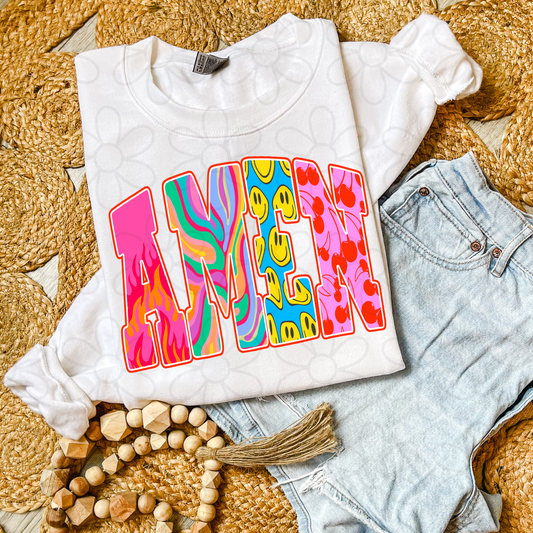 Funky Retro Amen Completed Tee