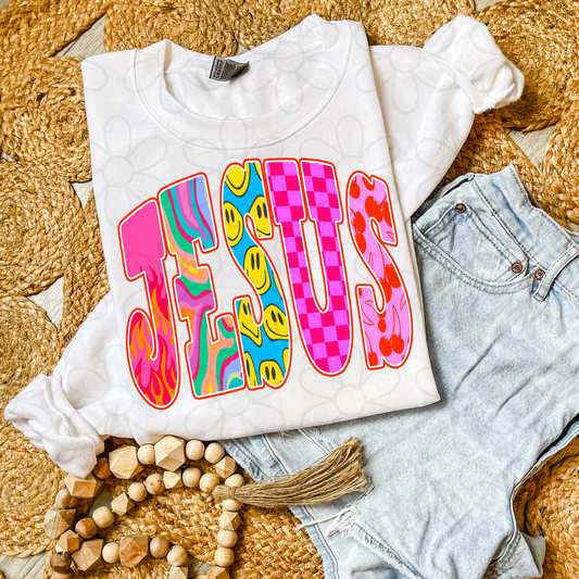 Funky Retro Jesus DTF Transfer