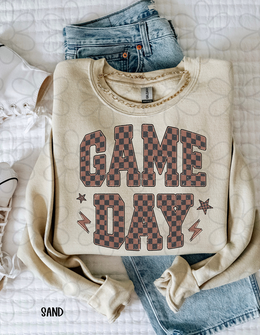 Game Day Brown Checkered DTF Transfer