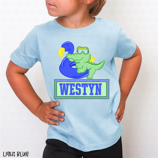 Gator Blue Custom Name Plate DTF Transfer