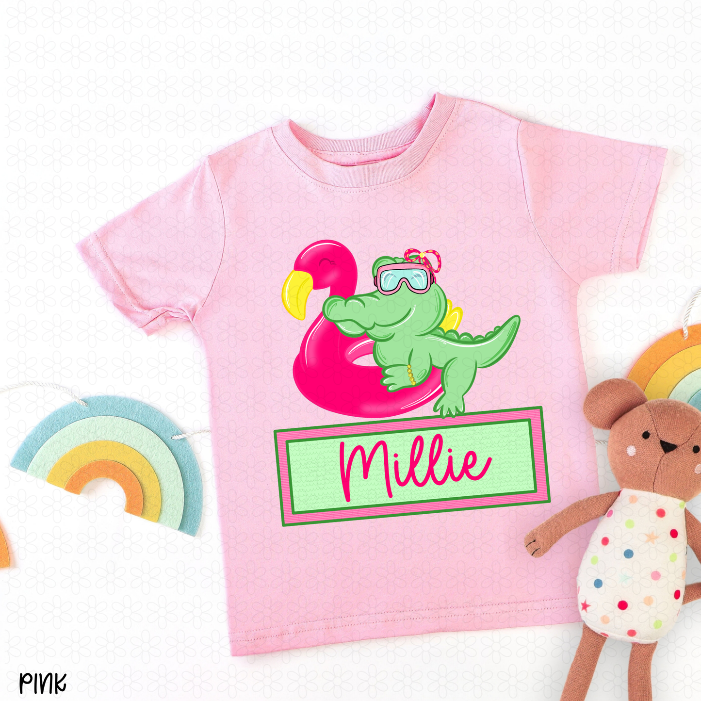 Gator Pink Custom Name Plate DTF Transfer