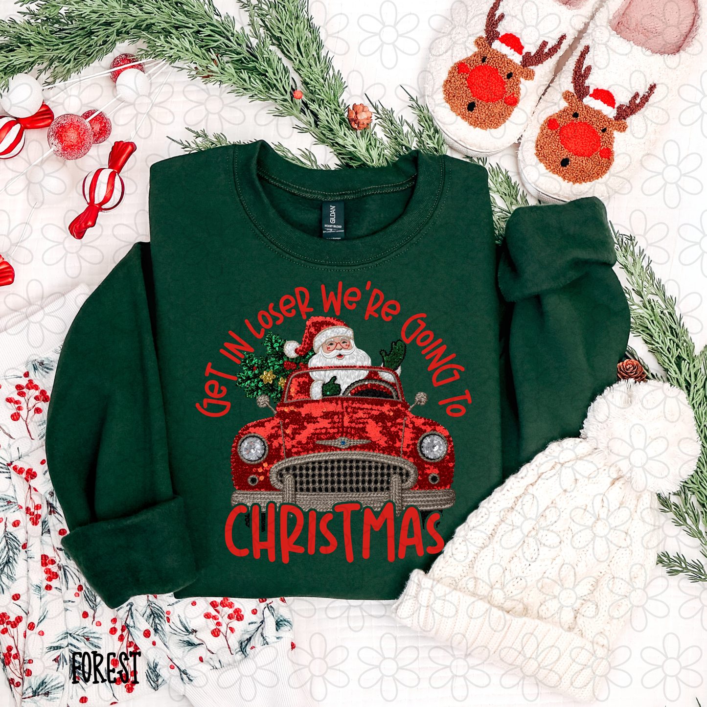 Get In Loser We're Going To Christmas Kids Completed Tee