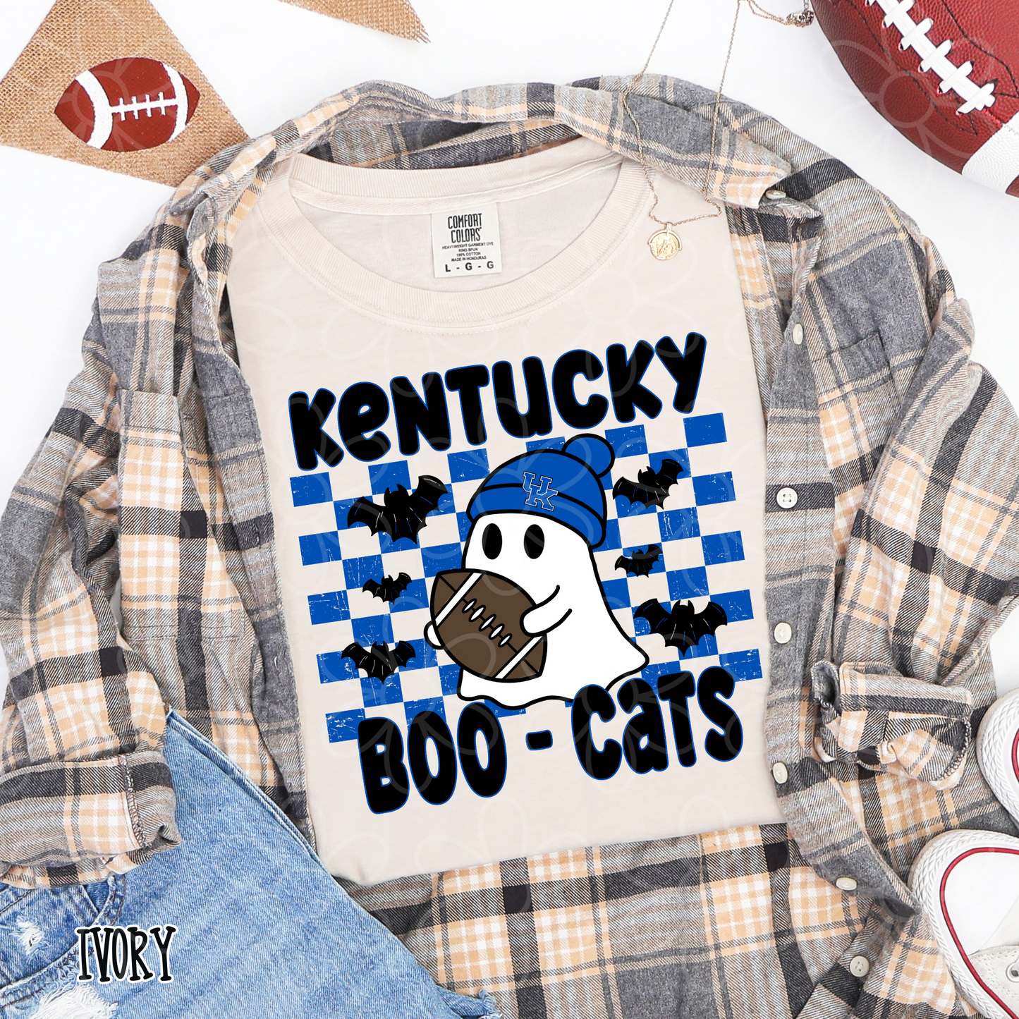 Ghost Boo Football Teams (Multiple Options) Kids Completed Tee