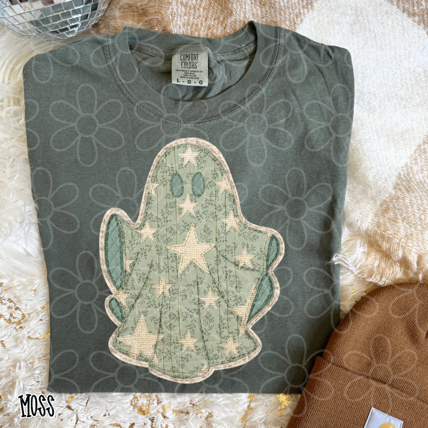 Ghost Faux Quilt Stars Kids Completed Tee