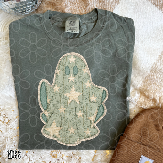 Ghost Faux Quilt Stars Kids Completed Tee